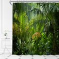 thumbnail image 3 of Jungle Shower Curtain Tropical Rainforest Plam Leaf Forest Tree Nature Summer Fabric Bathroom Decor Set with Plastic hookss,(70" WX70 H), 3 of 4