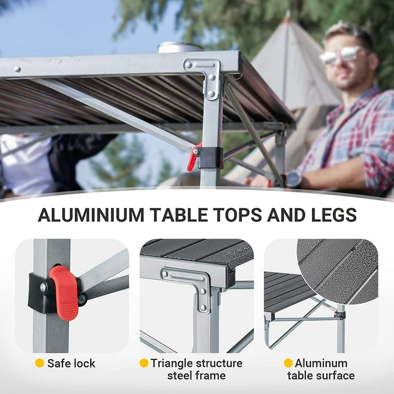 KingCamp Portable Camping Table Folding Table Aluminum Roll Up