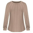 thumbnail image 6 of Fshiont Womens Long Sleeve Shirts Pleated Lace Tops Fall Fashion Outfits Business Casual Blouses Khaki 2XL, 6 of 6