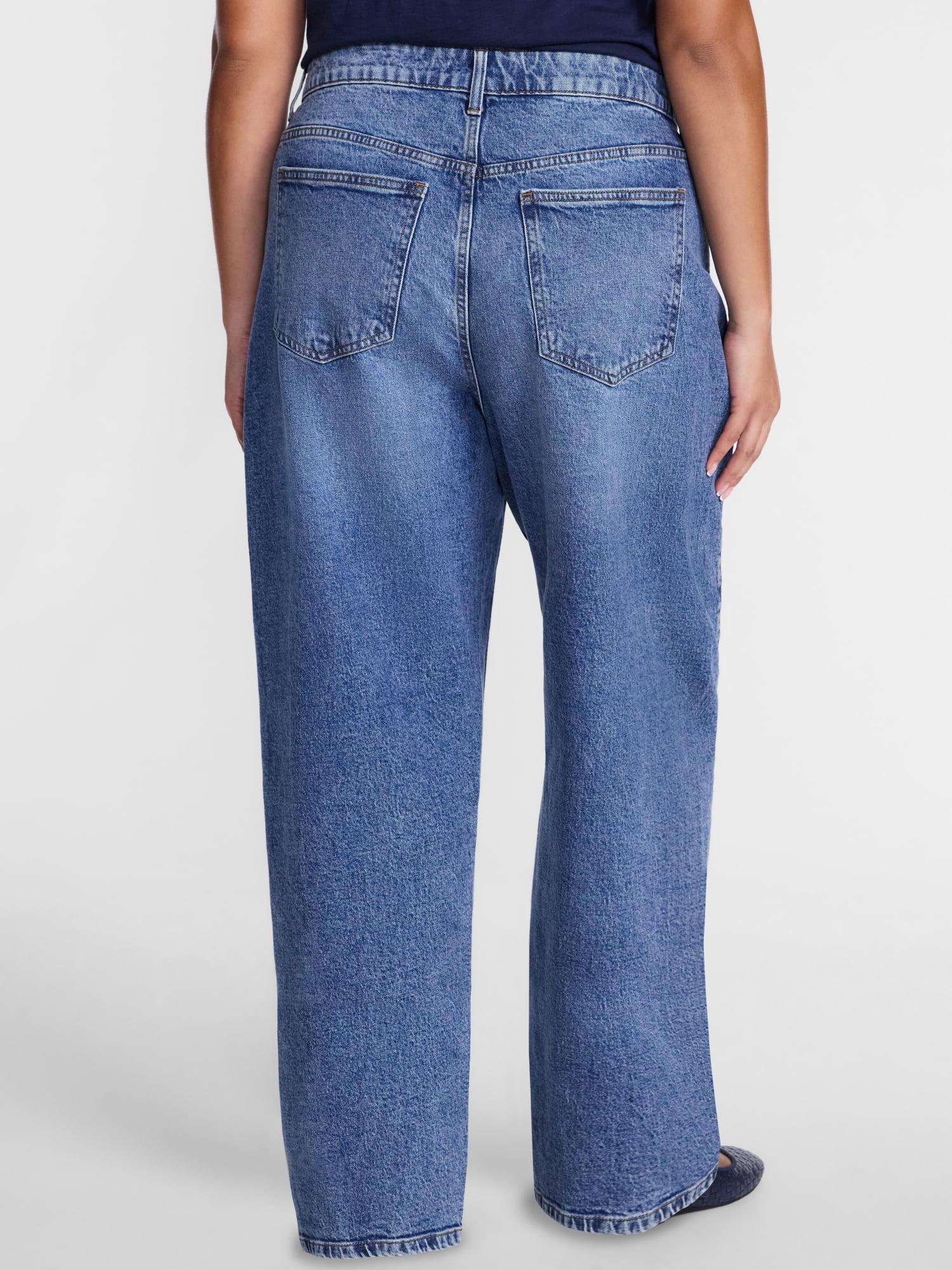 Terra & Sky Women's Plus Mid Rise Barrel Jeans, 30” Inseam, Sizes 16W-24W