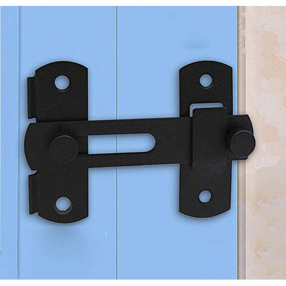 Grange porte coulissante serrure antique loquet de porte armoire à vin armoire murale en acier inoxydable boulon de porte hangar serrure de porte coulissante (Noir mat 1 pièce)