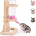 thumbnail image 4 of Hamster Wooden Drinking Bottle Holder Height Adjustable Pet Feeder (Pink), 4 of 5