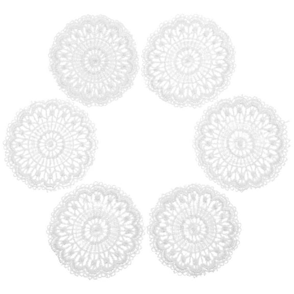 WEUVEB 6Pcs Lace Placemat Table Mat Indoor Decoration Cloth White
