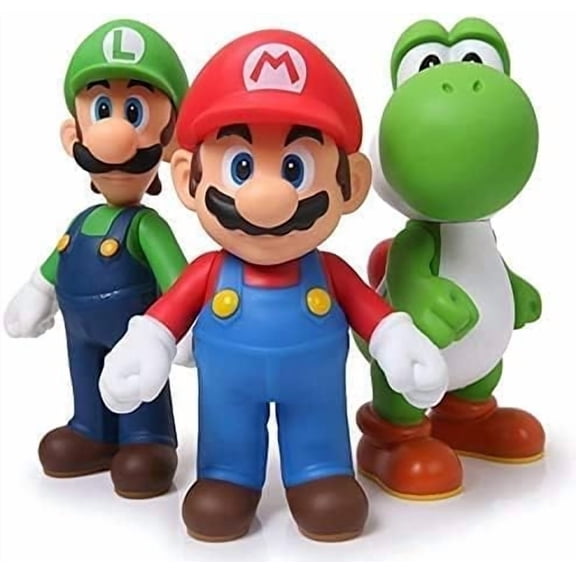 5” 3-Piece Mario Bros Action Figures Set - Mario, Luigi & Yoshi
