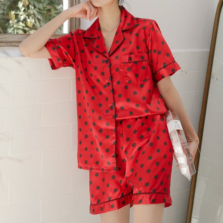 

Follure Women 2Pcs Summer Pajamas Short Sleeve Shorts Pajamas Loose Sleepwear Homewear