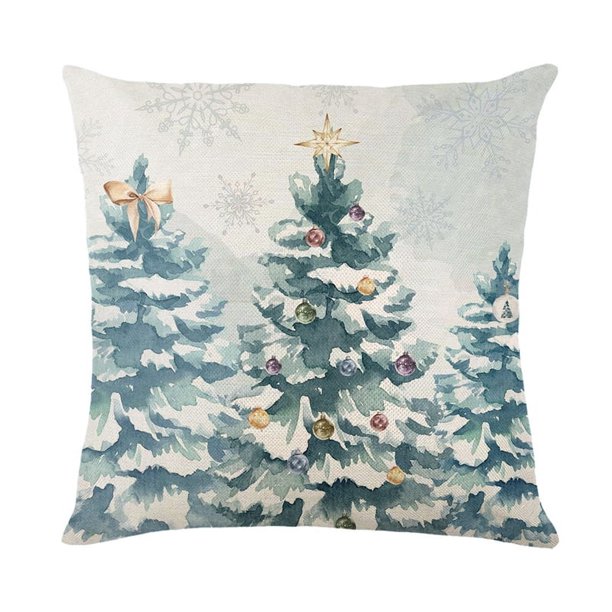 Funda de almohada navideña de lino, cubierta de cojín de 45x45cm, muñeco de nieve, alce, decoración navideña para el hogar, Año Nuevo, sofá, coche, 2024