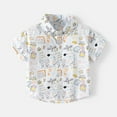 thumbnail image 2 of KAUOD Toddler Baby Boys Summer Shirts Standing Collar Short Sleeves Button Down Shirt Little Kids Hawaii Beach Tops, 2 of 9