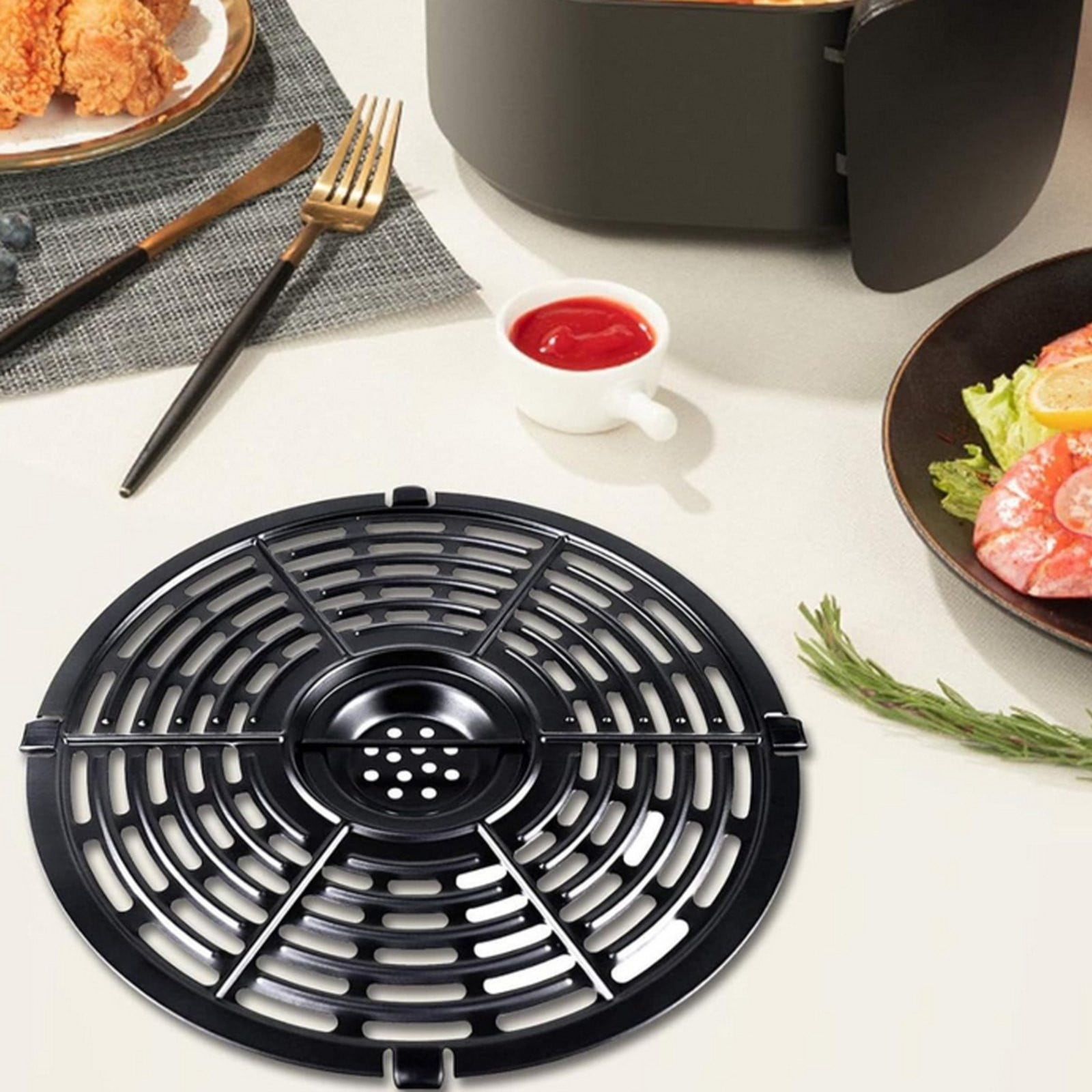 Non-Stick Air Fryer Crisper Plate Air Fryer Replacement Grill Grate Universal Air Fryer Accessory Tray Air Fryer Grill Pan For Steak Pizza Barbecue French Fries Air Fryer Replacement Parts