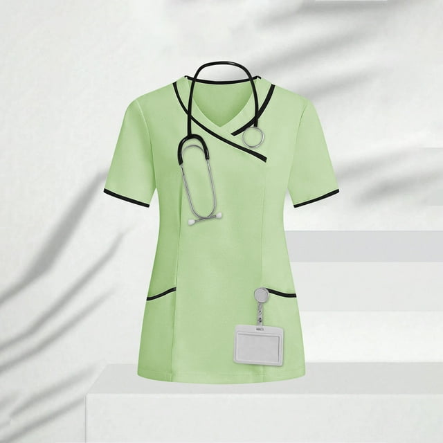 Nuoqisi Tunique d'Infirmière pour Femmes Uniforme de Clinique Soignante Col en V Vêtements de Protection Ensemble de Sarraus pour Femmes Hauts Extensibles à Col en V et Pantalons Cargo Jogger Uniforme de Travail d'Infirmière Séchage Rapide
