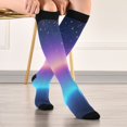 thumbnail image 5 of joogoo Blue Gradient Starry Long Socks Women Men Knee High Sock, 5 of 8