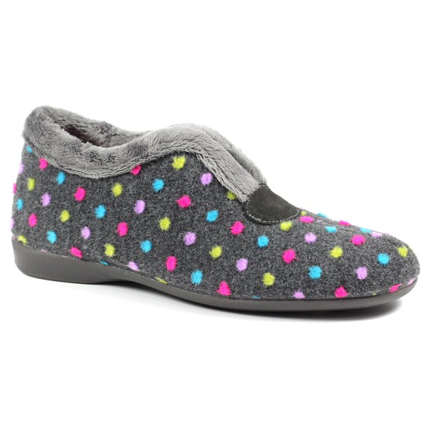 Lunar - Pantuflas Tennessee Slip-on Diseño Lunares para Mujer (Gris)