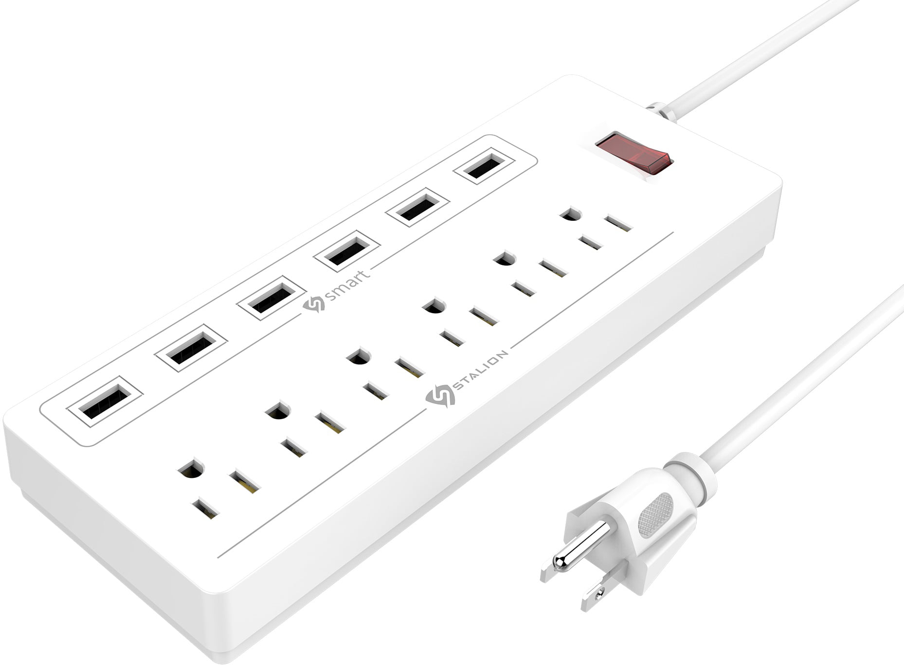 New Poweradd 6 USB Charging Ports & 6 Outlet Surge Protector Power Strip Socket 