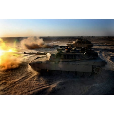 Marines let loose with the M-1A1 Main Battle Tanks 120 mm main gun Poster Print by Stocktrek