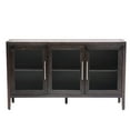 thumbnail image 3 of Wood Storage Cabinet with Three tempered glass doors and Adjustable Shelf,Suitable for living room, study and entrance Brown, 3 of 5