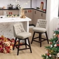 thumbnail image 3 of TEWLOSS Bar Stools Set of 2 Fabric Swivel Counter Height Bar Stools for Kitchen Island (26", Beige), 3 of 10