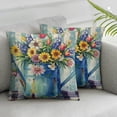 thumbnail image 3 of Spring Outdoor Throw Pillow Covers  Porch Decorative Cushion Cases Floral Farmhouse Flowers Decoration Home Decor for Sofa Couch Bed,Tulips Aqua Teal, 3 of 7