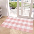 thumbnail image 6 of Pink and White Buffalo Outdoor Rug 24''x51''Checkered Plaid Front Porch Rug Cotton Woven Machine Washable Door Mat Outdoor for Layered Doormat Hello Welcome Door Mat Kitchen Farmhouse Entryway, 6 of 16
