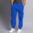 thumbnail image 4 of Baqcunre Mens High Street Leisure Loose Sports Running Solid Color Lace Up Cargo Pants Sweater Pants Pocket Trousers Sweatpants,XXL,Cargo Pants For Men,Men'S Pants,Mens Sweatpants,Mens Clothes,,Blue, 4 of 6