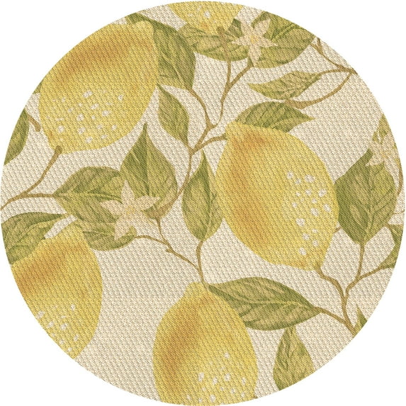 Ahgly Company Indoor Round Patterned Orange Gold Area Rugs, 5' Round