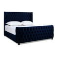 thumbnail image 2 of King Size Bed In Navy Blue Velvet With Wingback Design And Foam Filler Tufting, 2 of 4