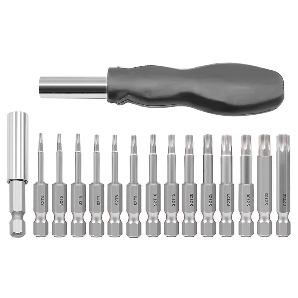 16Pcs Hex Screwdriver Screwdriver Set Screw Six-Star Screwdriver S2 Steel 1/4 Screwdriver Tip silver