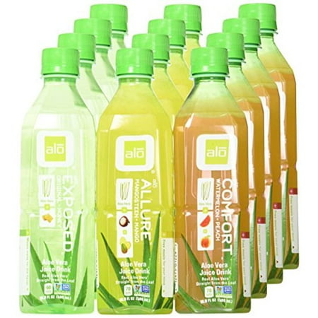 alo Aloe Vera Drink Variety 16.9 oz Bottle (Pack of 12) …