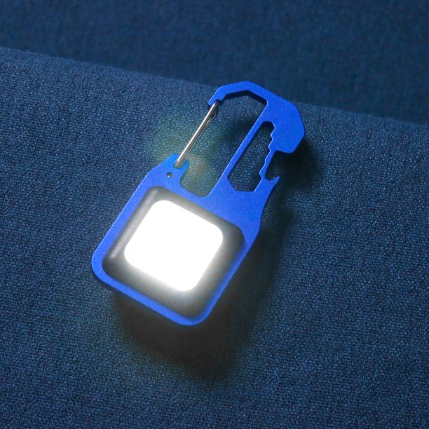 Luz De Llavero Luz De Llavero Lámpara Luces portátiles para acampar 4 Gear COB Llavero Luz IPX4 a prueba de agua (Azul)