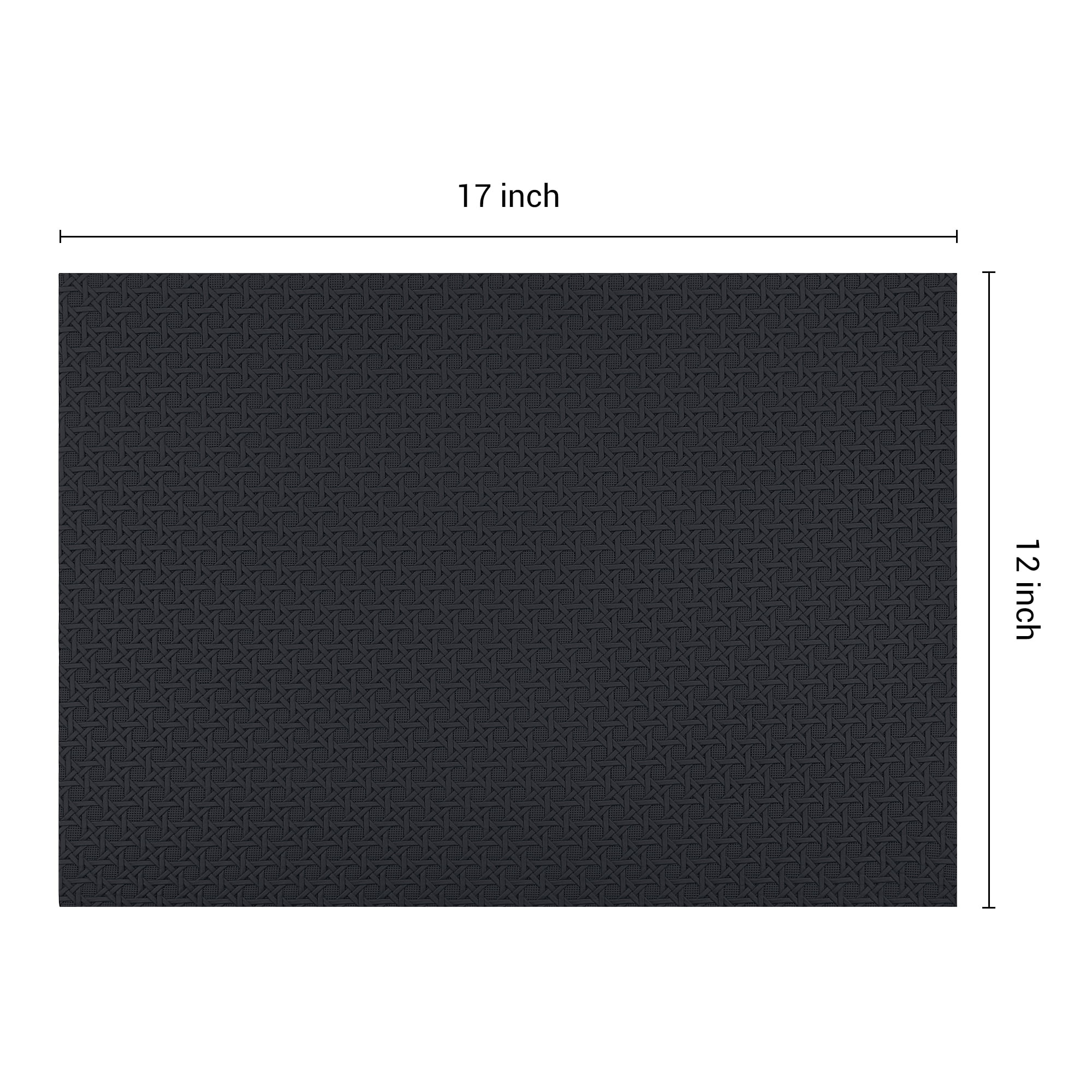 Unique Bargains Set of 6 Woven Placemats for Dining Black 17*12in