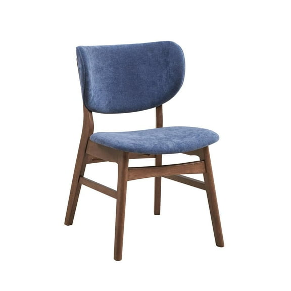 Acme Furniture Bevis Side Chair (Set-2), Blue Fabric & Walnut Finish