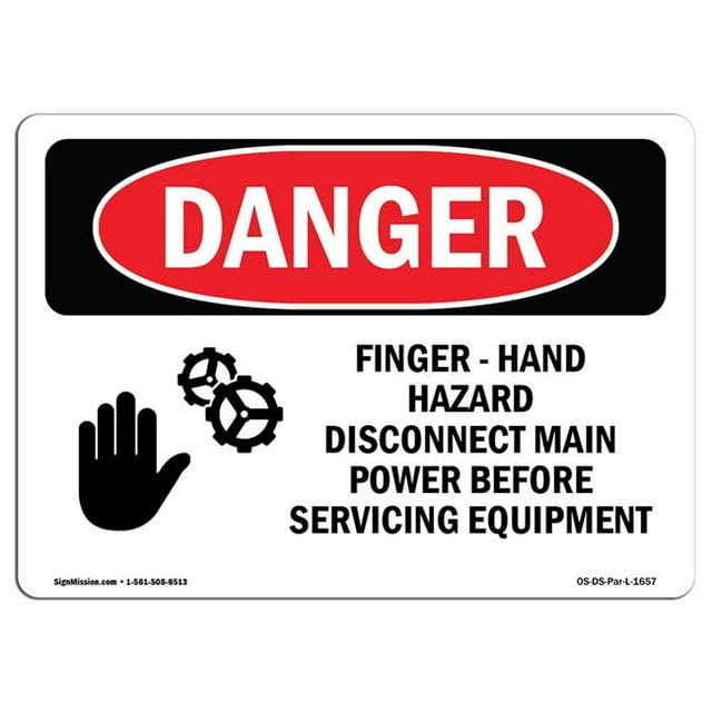 SignMission OS-DS-A-1218-L-1657 12 x 18 Po Signe de Danger OSHA - Doigt - Danger pour la Main