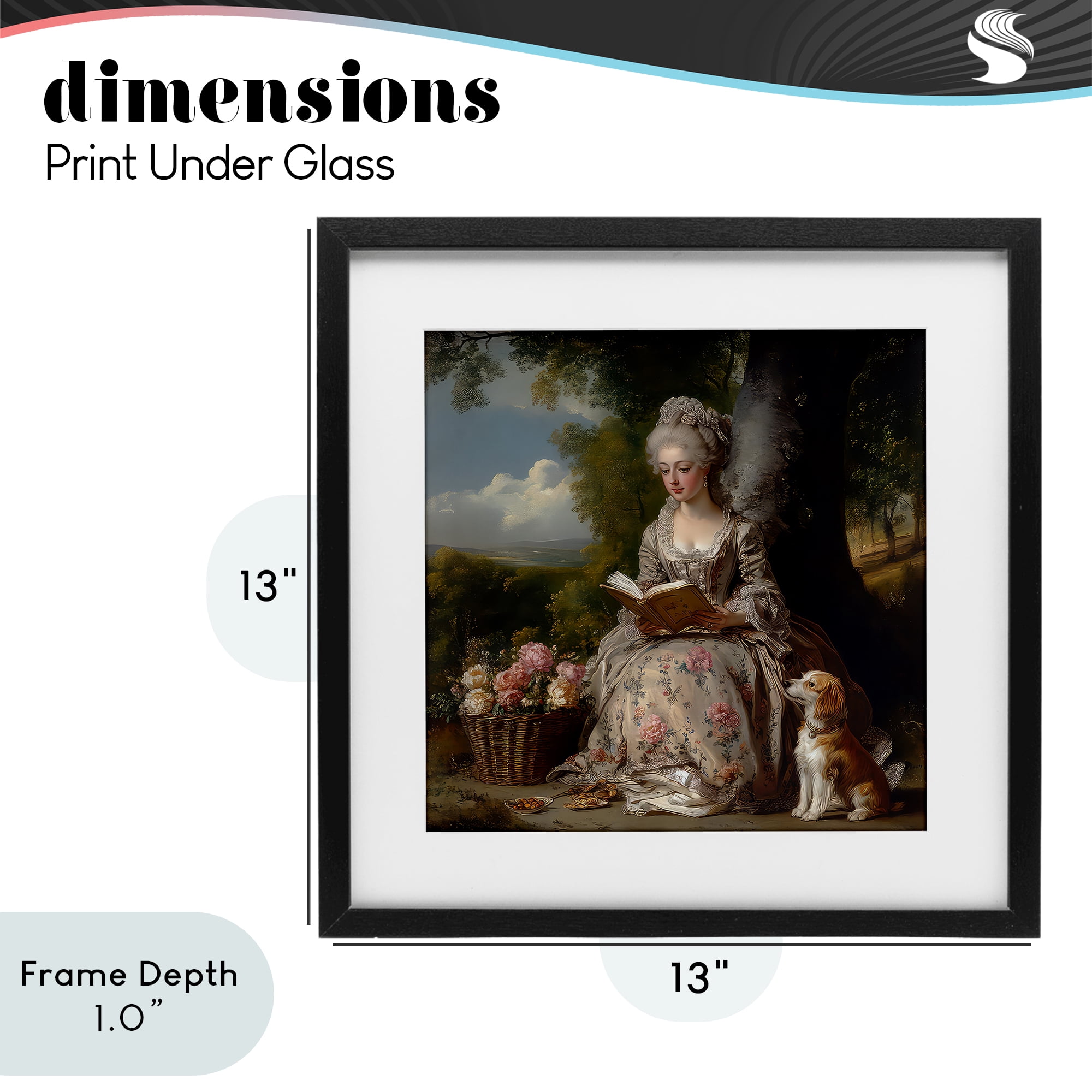 Stupell Industries Rococo Lady with Dog Black Framed Print Under Glass, design by The Wands Want