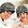 thumbnail image 6 of Shower Caps,Green Camo Digital Pixel Pattern Waterproof Shower Cap for Women 4 Pieces,Double Reusable Hair Cover for Shower PEVA Elastic Stretch Hem, 6 of 7