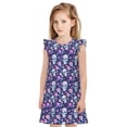 thumbnail image 1 of Fotbe Skull Purple Flower Vestido de Dormir para Niñas de 3 a 10 Años, Mangas Cortas, Estilo Princesa, Pijama Camisón con Mangas Voladas-X-Large, 1 of 6