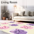thumbnail image 2 of ODIKA 5'x7' Machine Washable Non-Slip Area Rug, Glowing Kitty Portrait Design Decorative High Traffic Rug with Pad, Beige, 617299, 2 of 8