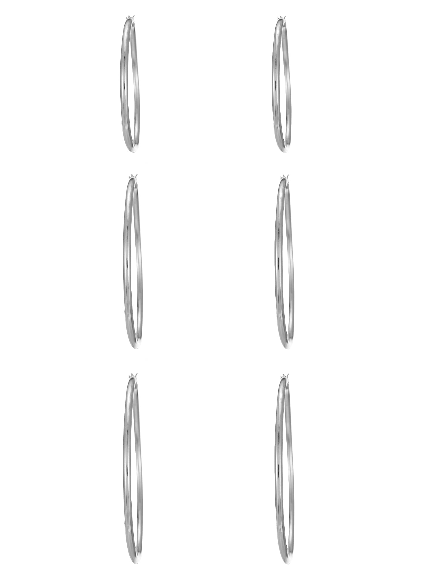 Time and Tru Women's Silvertone Endless Hoop Collection, 3 Pairs