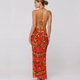 thumbnail image 5 of Women's Three Piece Swimsuit Set Floral Print Split Skirt Straps Sexy Two Piece for Beach Vacation,Red,L, 5 of 6