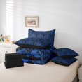 thumbnail image 6 of Homewish Sugar Skull 7-Piece Twin Bedding For Adults Teens,Blue Damask Bedding Comforter Set,Halloween Bed Set,Black Reversible, 6 of 8