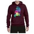 thumbnail image 2 of Neon Beach Sunset Cat California Vibes | Mens Animal Lover Hooded Sweatshirt Graphic Hoodie, Maroon, 2XL, 2 of 4