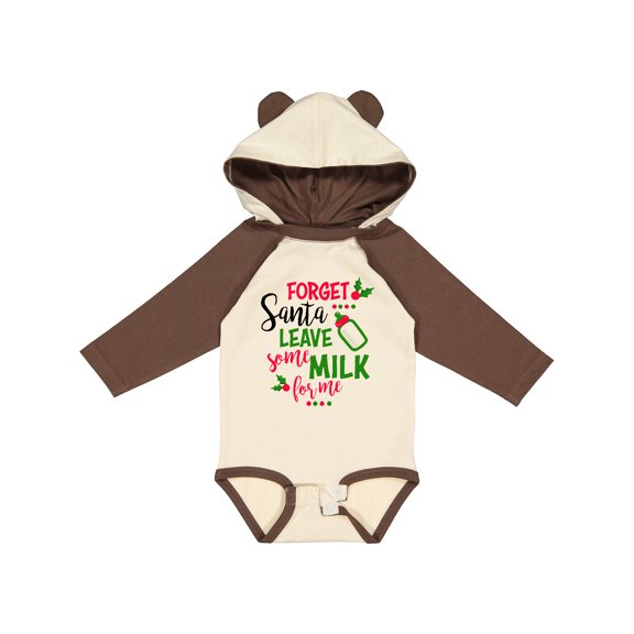 Inktastic Forget Santa Leave Some Milk for Me with Holly and Bottle Boys or Girls Long Sleeve Baby Bodysuit