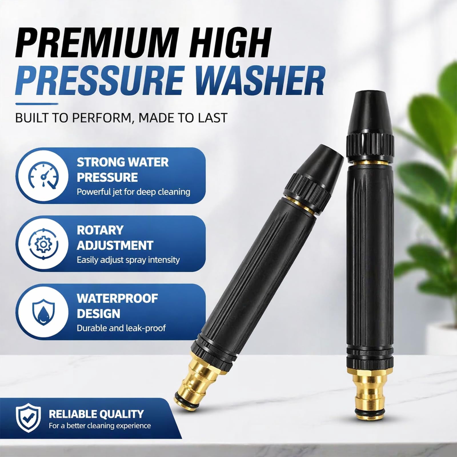 Home High-Pressure Car Wash Water Gun with Booster Nozzle, Booster Nozzle with 3 Adjustable Spray Modes, Anti-Leak Garden Hose Sprayer for Car Washing, Plant Watering, Pet Bathing
