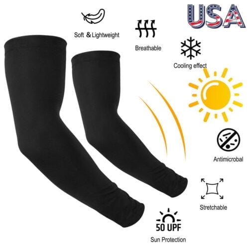 10 Pairs  black Cooling Arm Sleeves Cover UV Sun Protection Sports Outdoor For Men Women