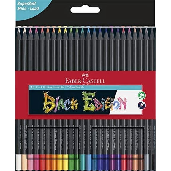 Faber-Castell Colouring Pencils - Black Edition - Assorted Colours - Pack of 24