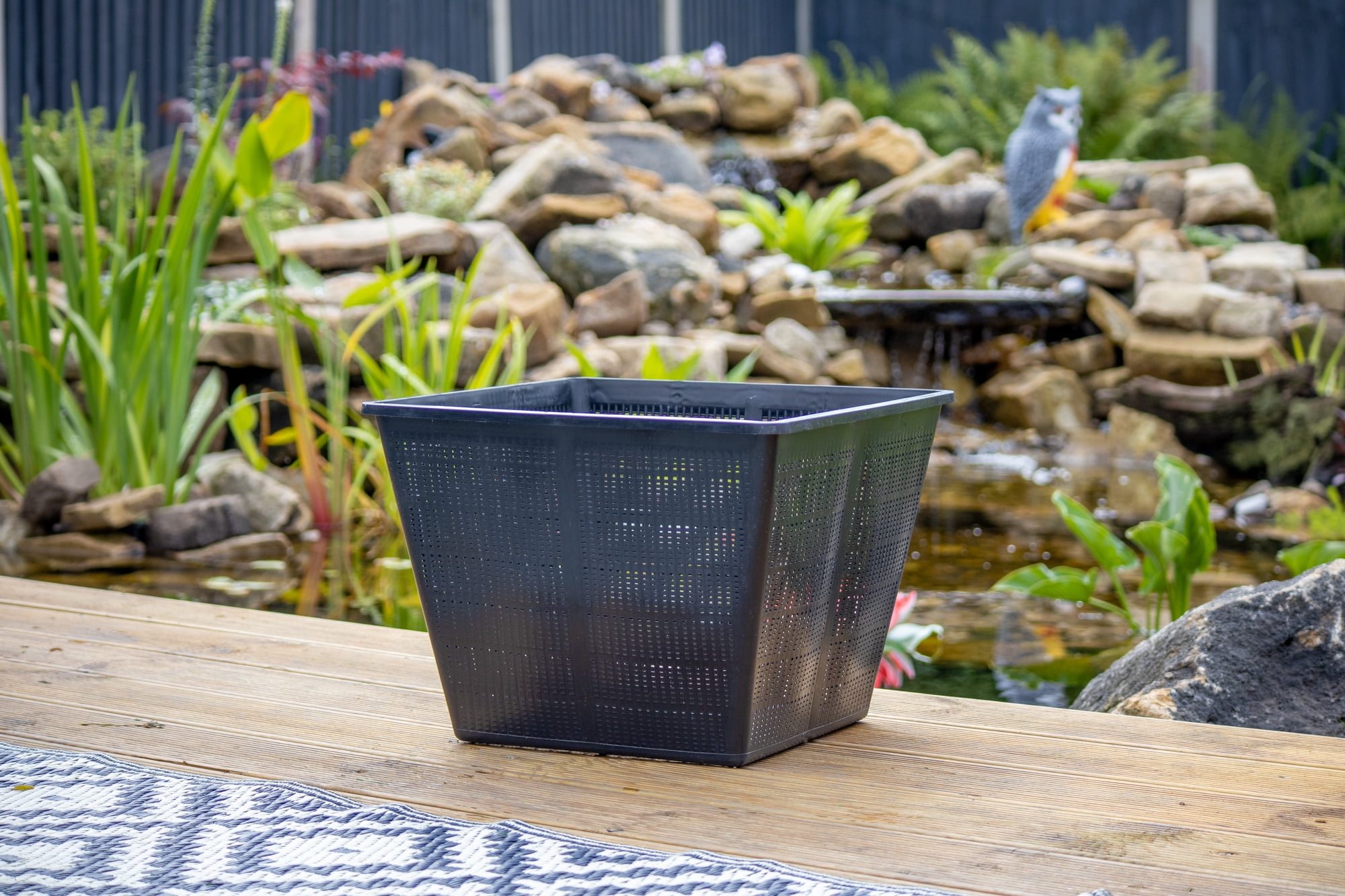Pond H2o Water Garden Pond Slotted Mesh Plastic Square Aquatic Plant Basket, 11" (28cm), Set of Three (3) Planter Baskets Pots for Hydroponics, Aquaponics