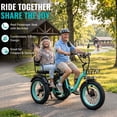 thumbnail image 3 of YEBEI Two Seater Electric Tricycle for Adults Folding ETrike with Passenger Seat 48V20AH Battery Peak 750W Motor Pre Assembled 85% 3 Wheels Electric Bike with Two Baskets Green UL2849, 3 of 11