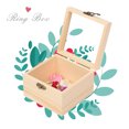 thumbnail image 1 of Caja de anillos Caja de madera para almacenamiento de joyas de regalo 12 * 12 cm, 1 of 8