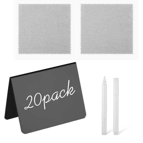 20 Pack 3.9"×2.7" Mini Chalkboard Signs, Small Table Labels with 2 Chalk Markers & Cleaning Cloth, for Buffet, Food Display, Wedding and Bakery