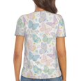 thumbnail image 5 of Zufioo Colorful Butterfly for Women's Deep V-neck Short-sleeved T-shirt, Top with Short Sleeves - with Stainless Steel Buckle, Moisture Wicking, Ideal Home Wear-Small, 5 of 9