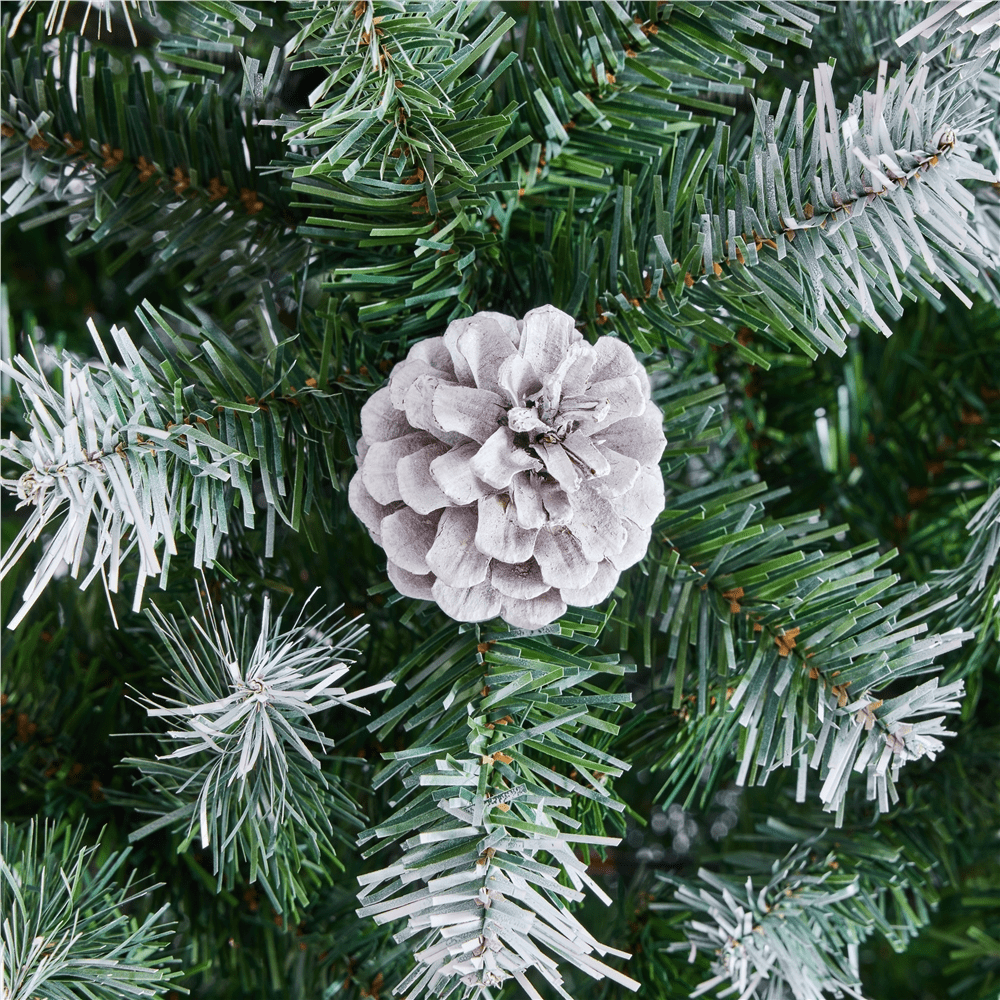 Alden Design 7.5 Ft Pre-lit Frosted Artificial Christmas Tree with Pinecones, Green