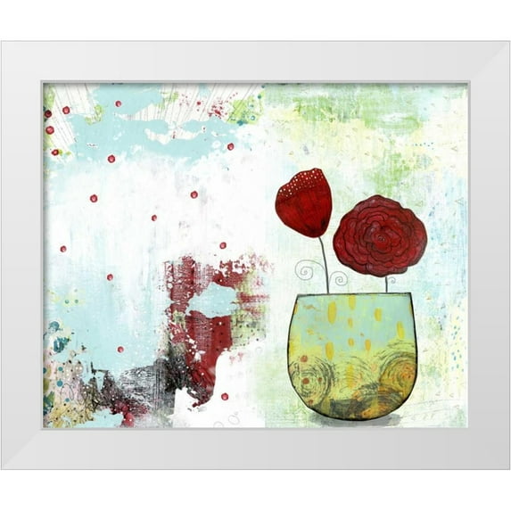 Ogren, Sarah 24x20 White Modern Wood Framed Museum Art Print Titled - Red Flowers