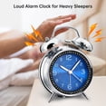 thumbnail image 2 of Peakeep Reloj despertador ruidoso para adultos que duermen mucho, metal de 4 pulgadas, doble campana, funciona con pilas, para decoración de dormitorios (joya azul), 2 of 5